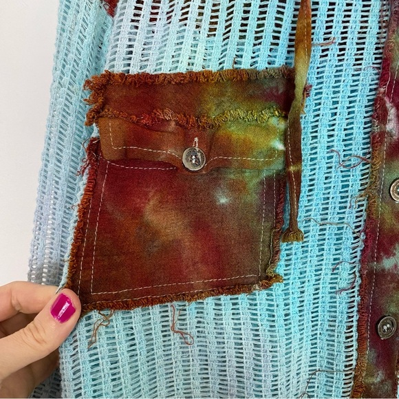 Handmade Tie Dye Hoodie Jacket Womens Size Small Medium Sheer Mesh Cropped - Picture 4 of 14